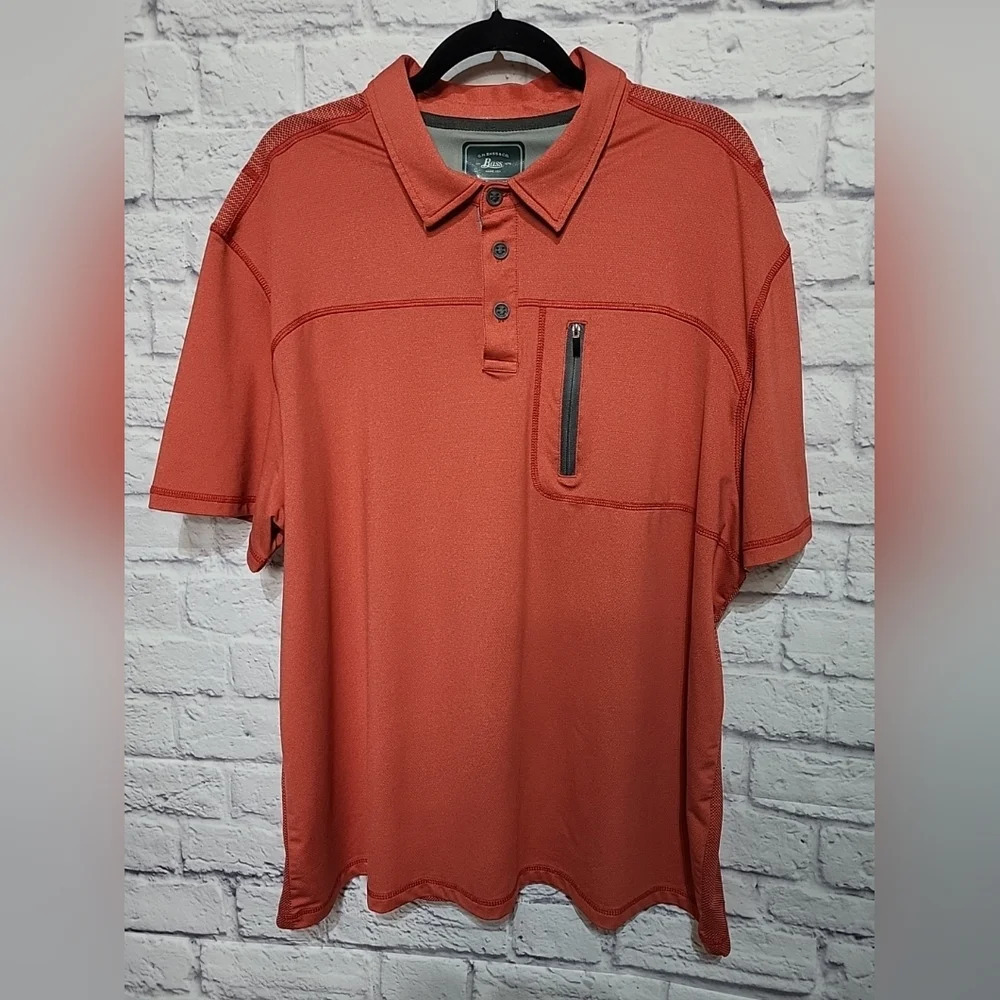 G.H. Bass Vented Polo Shirt Mens 2XL Coral/Tangerine Golf Fishing Sports EUC